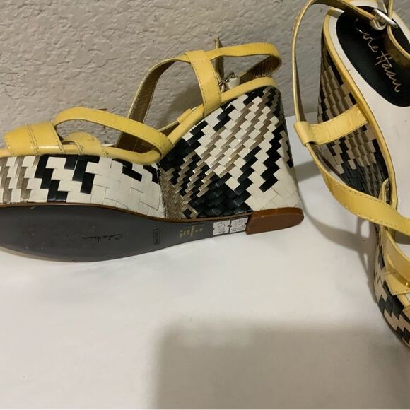 Cole Haan Air Cream Black Leather Platform Wedge Sandals Shoes Women's 10 B - Picture 12 of 13